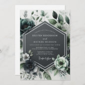 Invitation Teal Botanical Bloom Wedding (Devant / Derrière)