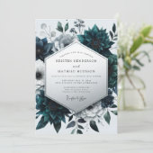 Invitation Teal Botanical Enchantment Wedding (Debout devant)