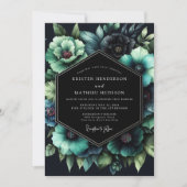 Invitation Teal Botanical Nocturne Wedding (Devant)