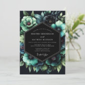 Invitation Teal Botanical Nocturne Wedding (Debout devant)