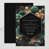 Invitation Teal Botanical Opulent Wedding (Devant / Derrière)