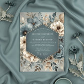 Invitation Teal Botanical Whimsy Wedding