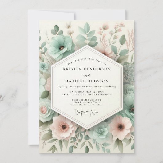 Invitation Teal Botanical Whimsy Wedding (Devant)