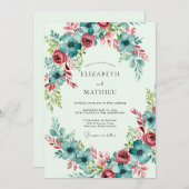 Invitation Teal Bountiful Spring Wedding (Devant / Derrière)