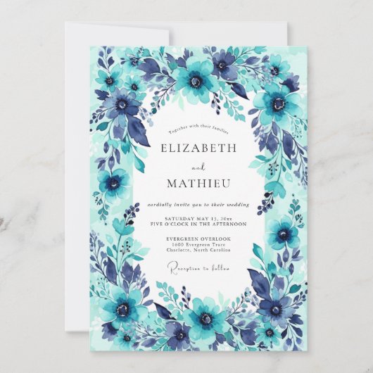 Invitation Teal Bountiful Summer Wedding (Devant)