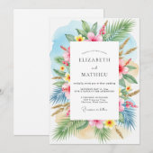 Invitation Teal Breezy Tropical Wedding (Devant / Derrière)