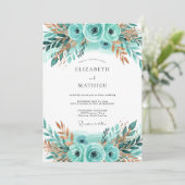 Invitation Teal Bronze Lustrous Winter Wedding (Debout devant)
