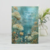 Invitation Teal Celestial Gilded Astrantia Wedding (Debout devant)