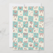Invitation Teal Checkerboard Seashell Bow Baby Shower (Dos)