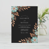 Invitation Teal Copper Bloom Romance Wedding (Debout devant)