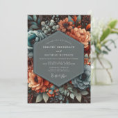 Invitation Teal Copper Shadowy Wedding (Debout devant)