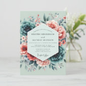 Invitation Teal Coral Painterly Wedding (Debout devant)