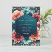 Invitation Teal Coral Wedding (Debout devant)