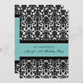 Invitation Teal Damask (Devant / Derrière)