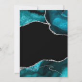 Invitation Teal et Faux Glitter Agate Anniversaire (Dos)