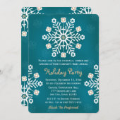 Invitation Teal et fête de vacances d'entreprise de flocon de (Devant / Derrière)