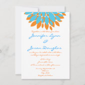 Invitation Teal et fleurs simples oranges épousant des (Devant)