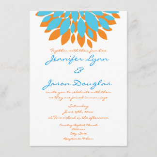 Invitation Teal et fleurs simples oranges épousant des