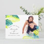 Invitation Teal et Lemon Mariage Tropicale Enregistrer la Dat (Debout devant)