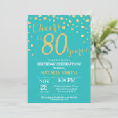 Invitation Teal et Or 80e Anniversaire Diamant (Debout devant)