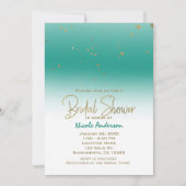 Invitation Teal et Or Élégant Mariage Moderne Glamour (Devant)
