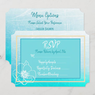 Invitation Teal et Turquoise Bleu Blanc Fleur Mariage RSVP