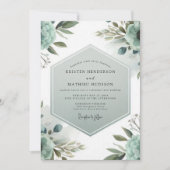 Invitation Teal Ethereal Bloom Wedding (Devant)