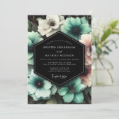 Invitation Teal Floral Enchantment Wedding (Debout devant)
