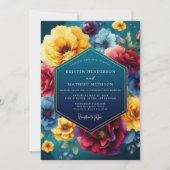 Invitation Teal Floral Luxe Wedding (Devant)