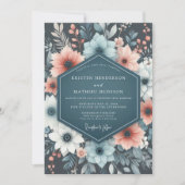 Invitation Teal Floral Whimsy Wedding (Devant)