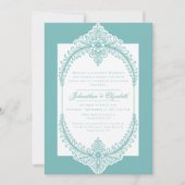 Invitation Teal French Flourish Frame Wedding (Devant)