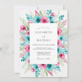 Invitation Teal Fuchsia Lively Spring Wedding (Devant)