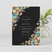 Invitation Teal Gilded Botanical Romance Wedding (Debout devant)