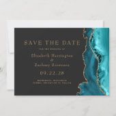 Invitation Teal Gold Agate Dark Save the Date (Devant)