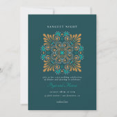 Invitation Teal Gold White Mandala Mehndi Sangeet (Devant)