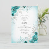 Invitation Teal Graceful Winter Wedding (Debout devant)