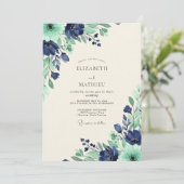 Invitation Teal Harmonious Spring Wedding (Debout devant)