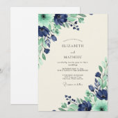 Invitation Teal Harmonious Spring Wedding (Devant / Derrière)
