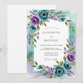 Invitation Teal Lavender Captivating Spring Wedding (Devant / Derrière)
