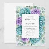 Invitation Teal Lavender Lush Spring Wedding (Devant / Derrière)