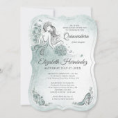 Invitation Teal Light Sage Seafoam Princess Quince Birthday (Devant)