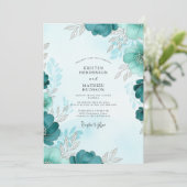 Invitation Teal Luminous Winter Wedding (Debout devant)