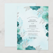 Invitation Teal Luminous Winter Wedding (Devant / Derrière)