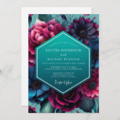 Invitation Teal Magenta Nocturne Wedding (Devant / Derrière)