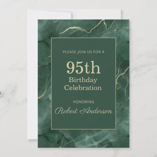 Invitation Teal Marble 95th Birthday (Devant)