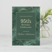 Invitation Teal Marble 95th Birthday (Debout devant)