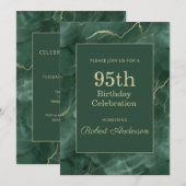 Invitation Teal Marble 95th Birthday (Devant / Derrière)