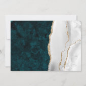 Invitation Teal Marble, White & Gold Agate Réponse de Mariage (Dos)