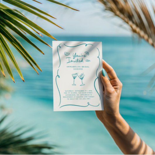 Invitation Teal Martini Bridal Shower Cocktail Party