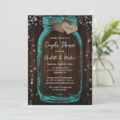 Invitation Teal Mason Jar Wood Rustic Couples Shower (Debout devant)